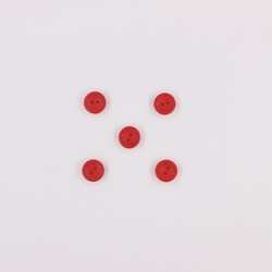 PUKKA - Ahşap Hand Made Renkli Düğme(5 Ad.)-15mm-No:-6 Kırmızı