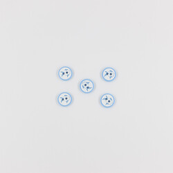 PUKKA - Balık Baskılı Bebe Düğme(5 Ad.)-Mavi-No:3