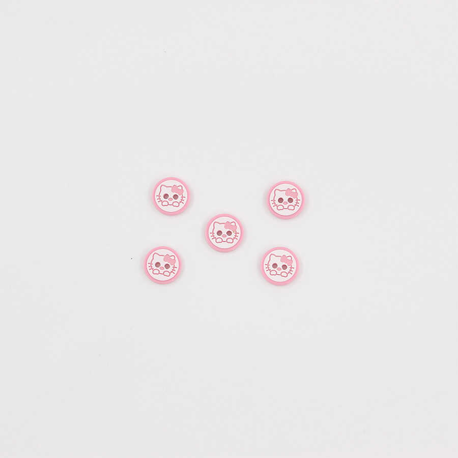 Hello Kitty Baskılı Bebe Düğme(5 Ad.)- PEMBE-No:9
