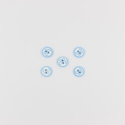 PUKKA - Kelebek Baskılı Bebe Düğme(5 Ad.)-Mavi-No:3
